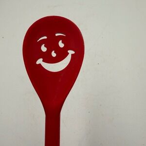 Vintage Kool-Aid Man Red Plastic Mixing Spoon Smiley Face Collectible Utensil